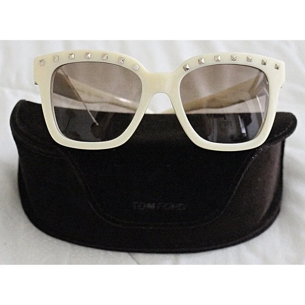 Valentino Garavani  - V660SA 103 Rockstud Ivory Sunglasses, Bone w/Studs, New